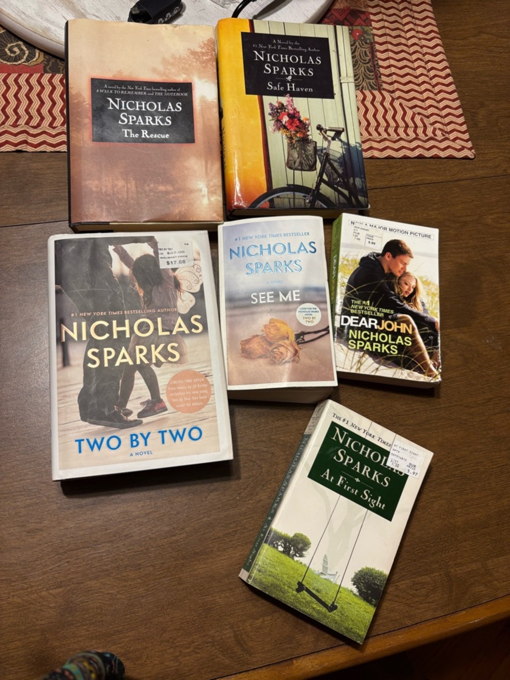 Nicholas Sparks Paperback Book Lot - Multiple Titles in Cream, Green, Blue